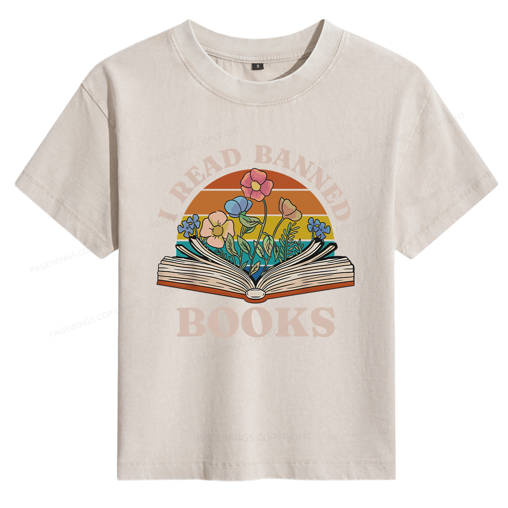 Pagewings I Read Banned Books Women's Washed T-shirt