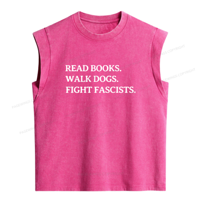 Pagewings Read Books Walk Dogs And Fight Women's Washed Tank Top
