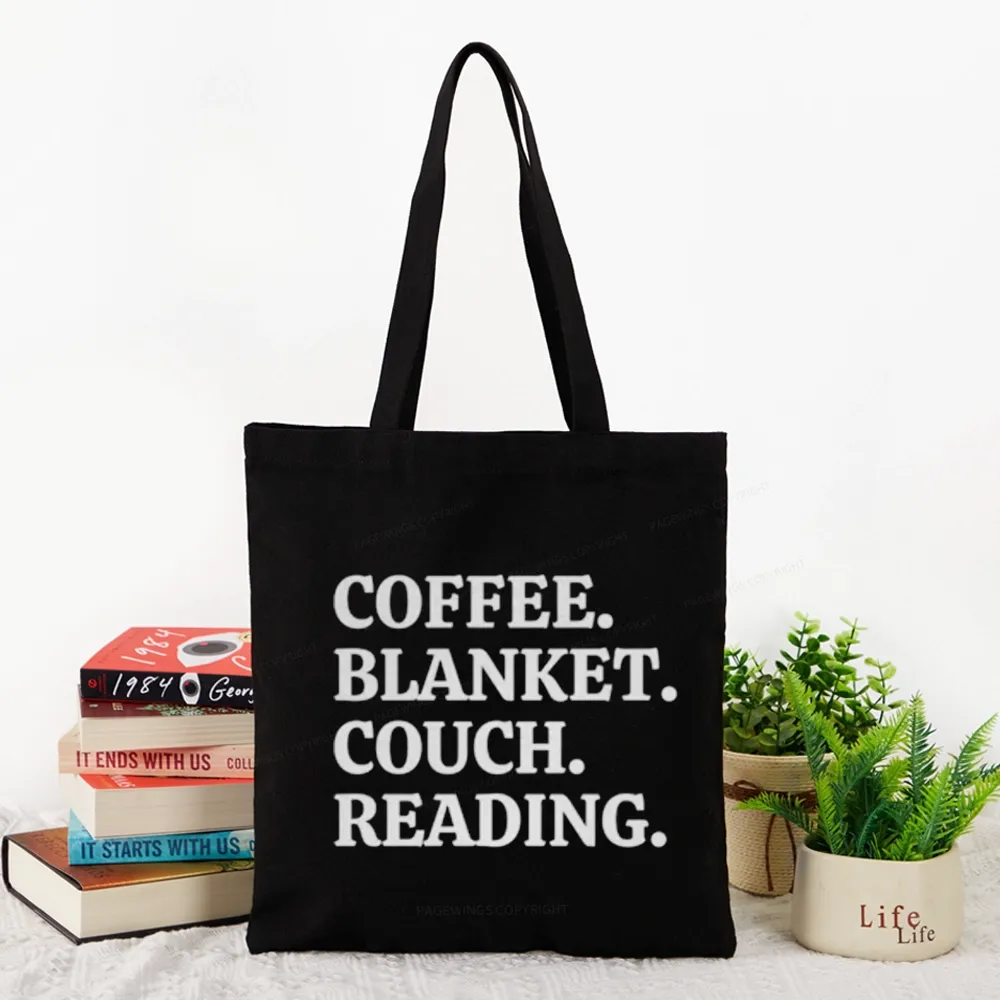 Pagewings Coffee Blanket Couch Reading Tote Bag
