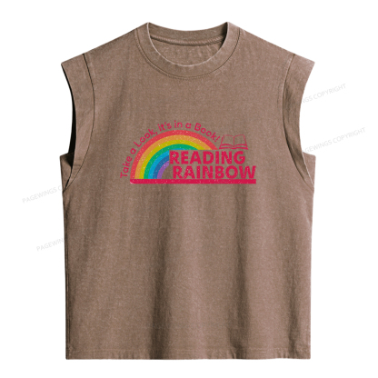 Pagewings Reading With Rainbow Women's Washed Tank Top