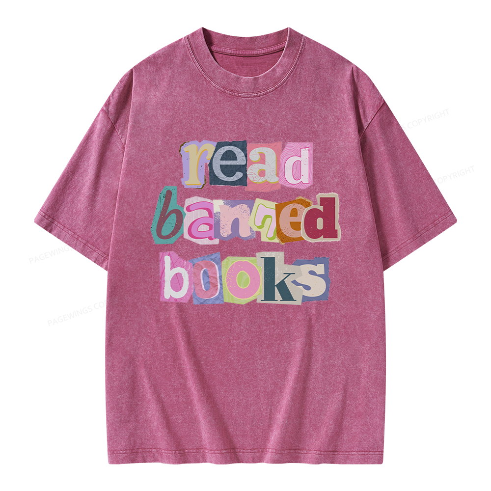 Pagewings Read Banned Books Unisex Washed T-shirt