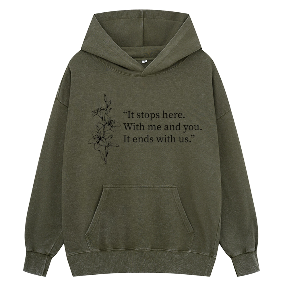 Pagewings It Ends With Us Unisex Washed Hoodie