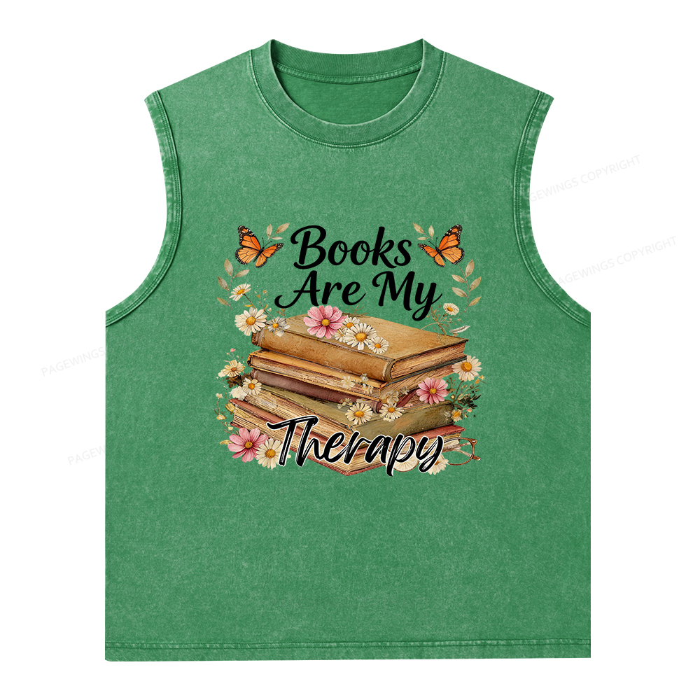 Pagewings Books Are My Therapy Unisex Washed Tank Top