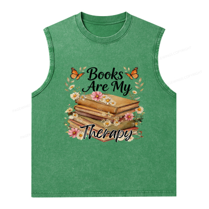 Pagewings Books Are My Therapy Unisex Washed Tank Top