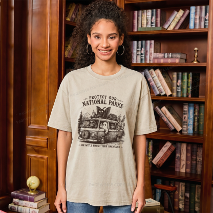 Pagewings Funny Horror Protect Our National Parks Unisex Washed T-shirt