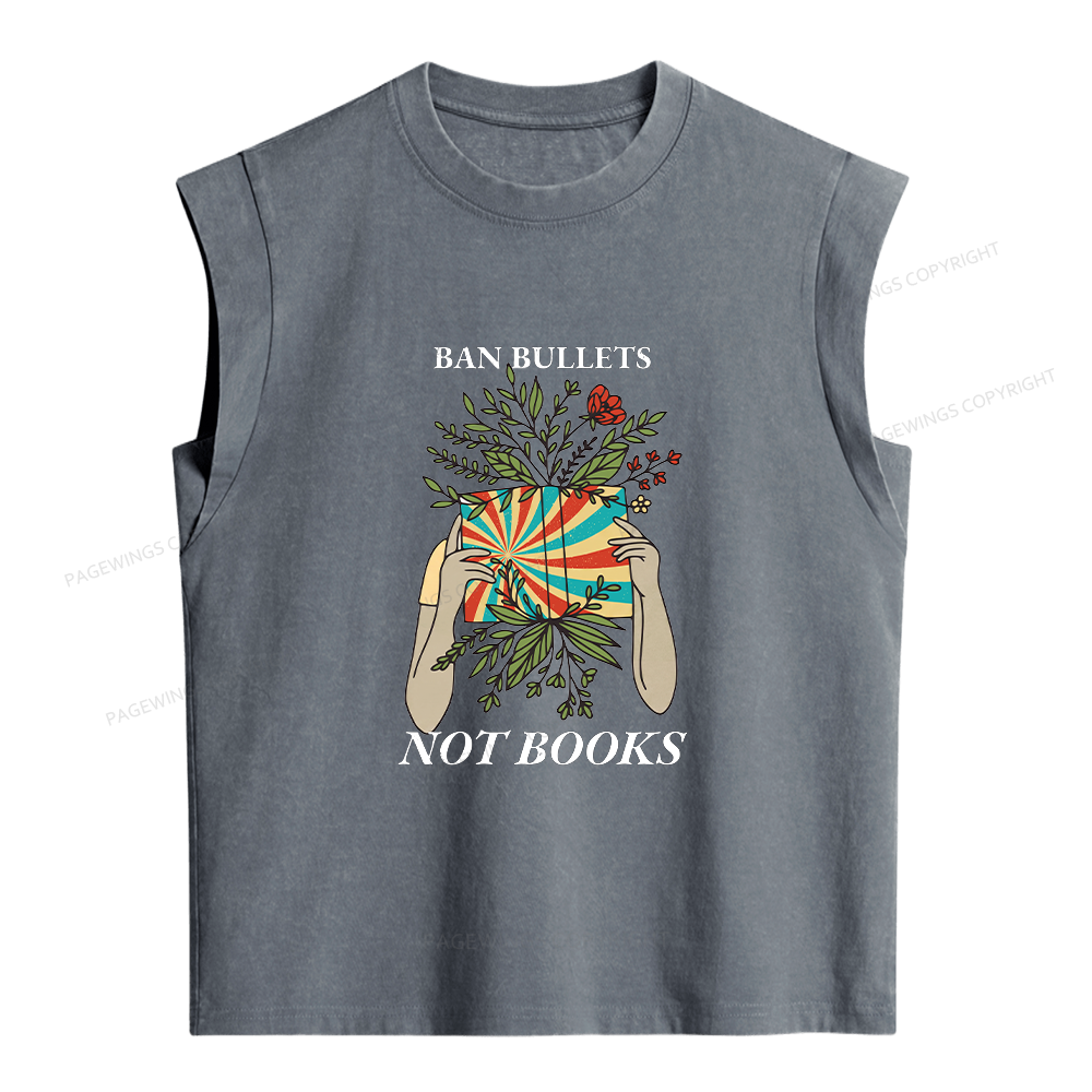 Pagewing Ban Bullets Not Books Women's Washed Tank Top