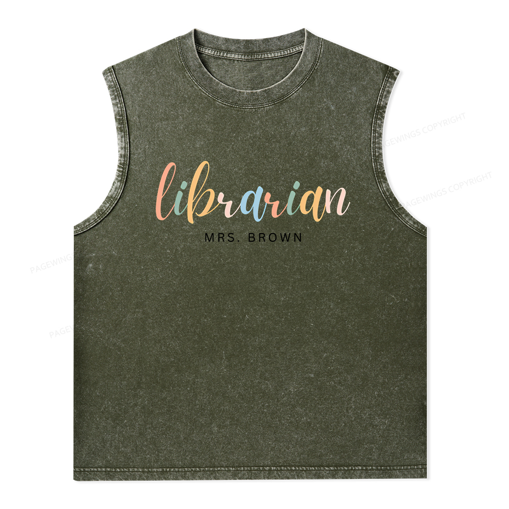 Pagewings Personalized Gift for Librarian Unisex Washed Tank Top