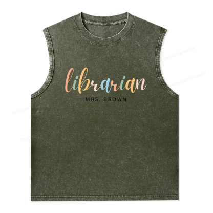 Pagewings Personalized Gift for Librarian Unisex Washed Tank Top