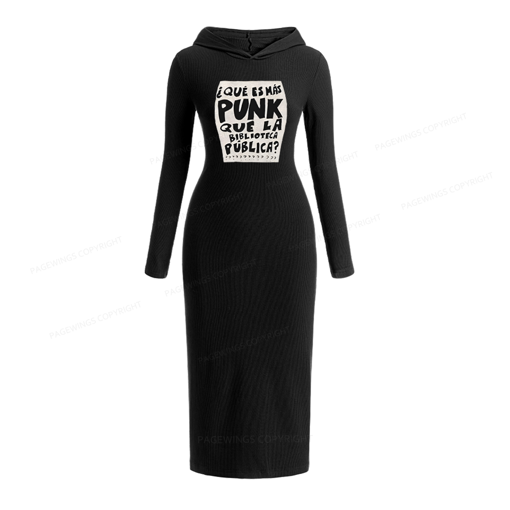 Pagewings What's More Punk Than The Public Library Hooded Knit Dress