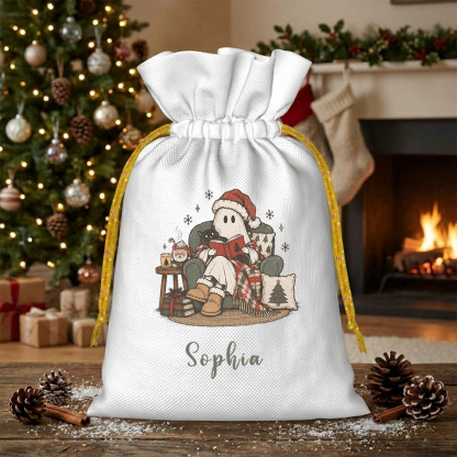 Pagewings Personalized Christmas Ghost Reading Christmas Santa Sack