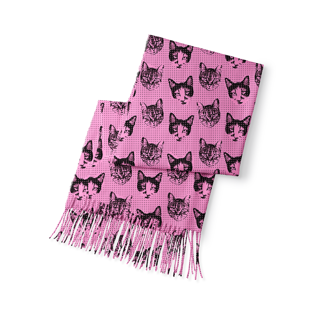 Pagewings Cat Reading Long Fringe Scarf