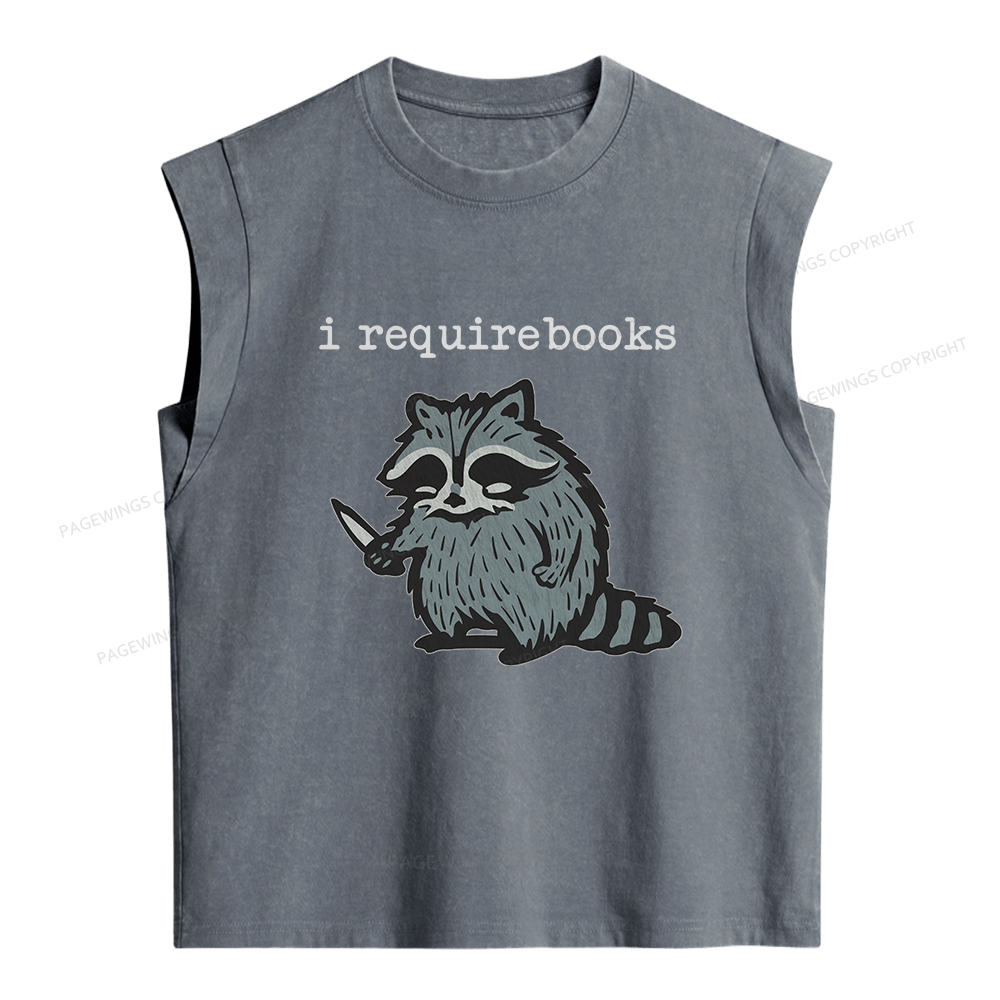 Pagewings I Require Books Women's Washed Tank Top