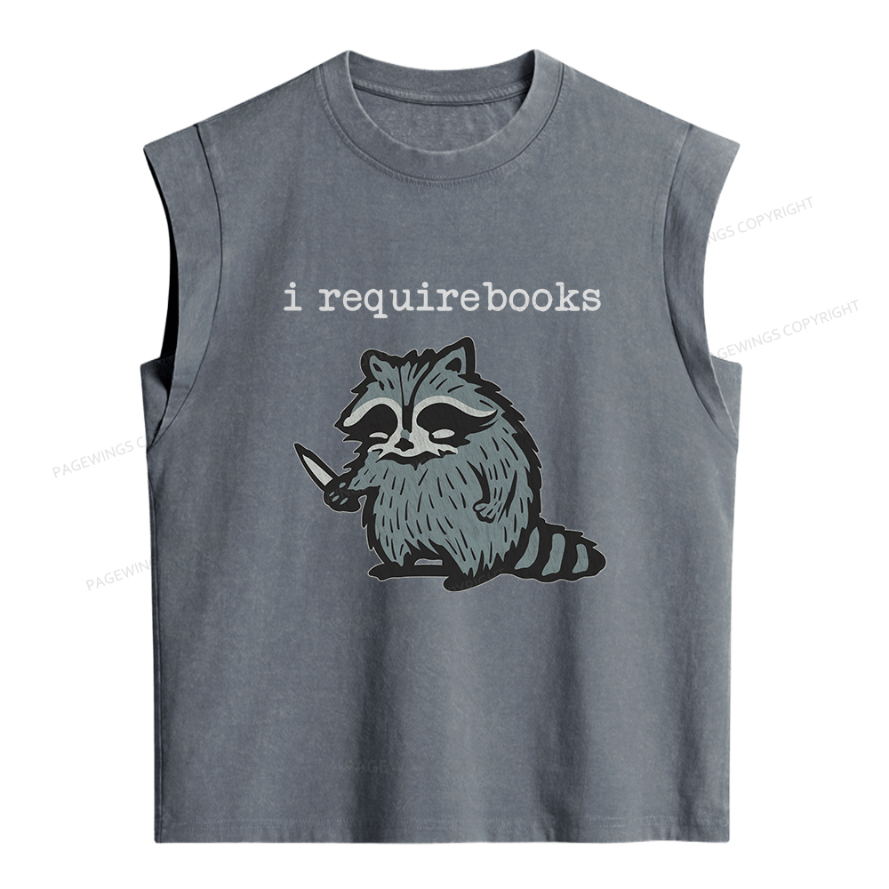 Pagewings I Require Books Women's Washed Tank Top