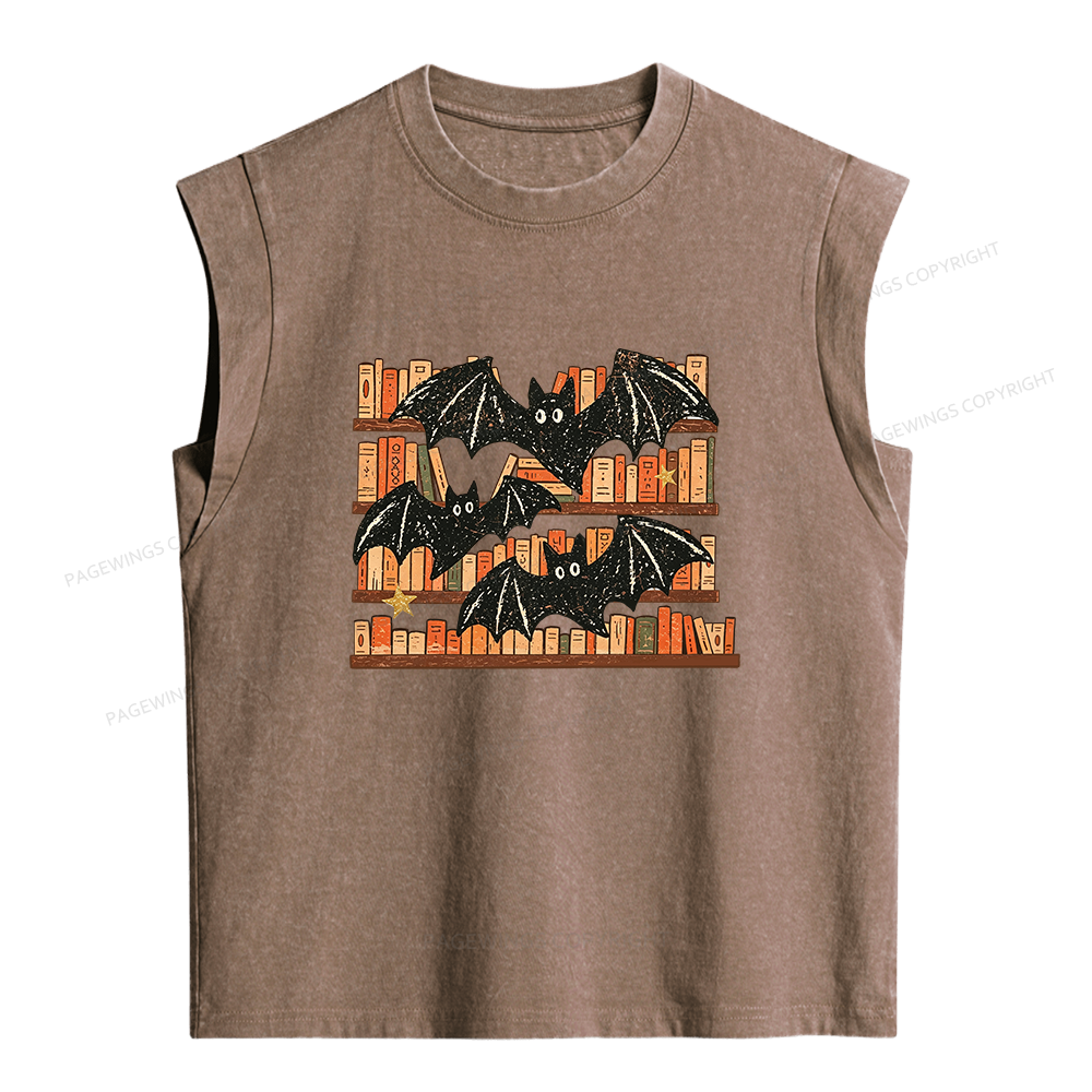 Pagewings Bat Halloween Women's Washed Tank Top