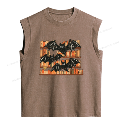 Pagewings Bat Halloween Women's Washed Tank Top