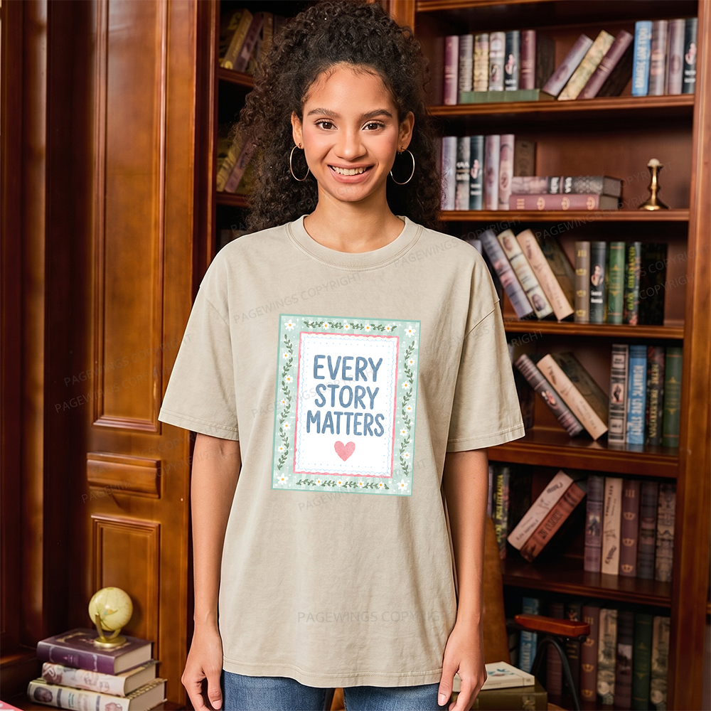 Pagewings Every Story Matters Unisex Washed T-shirt