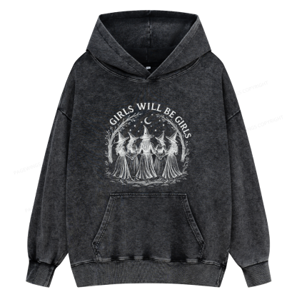 Pagewings Girls Will Be Girls Unisex Washed Hoodie