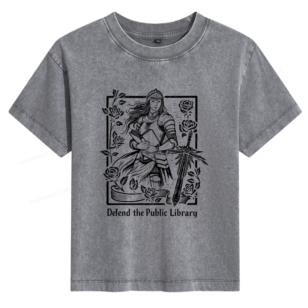 Pagewings Defend The Public Library Women's Washed T-shirt