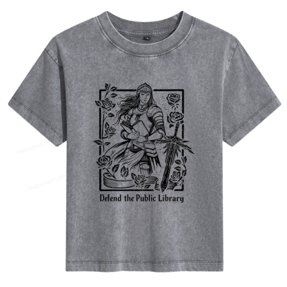 Pagewings Defend The Public Library Women's Washed T-shirt