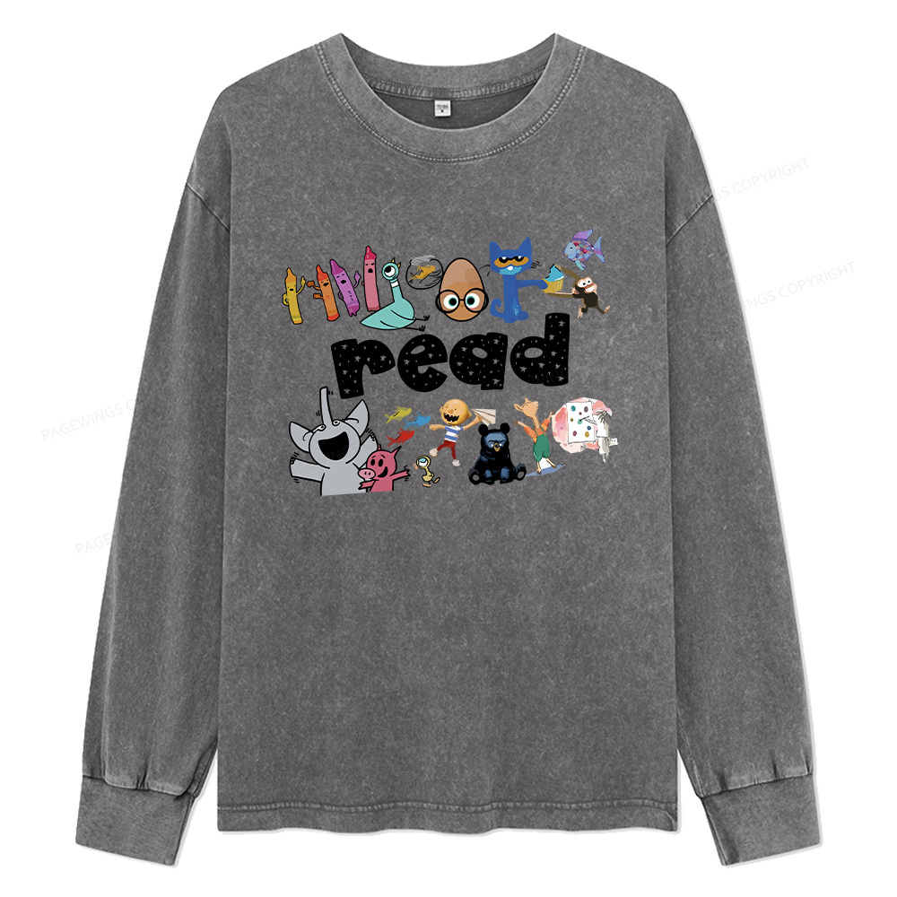 Pagewings Reading Bookish Unisex Washed Long Sleeve T-shirt