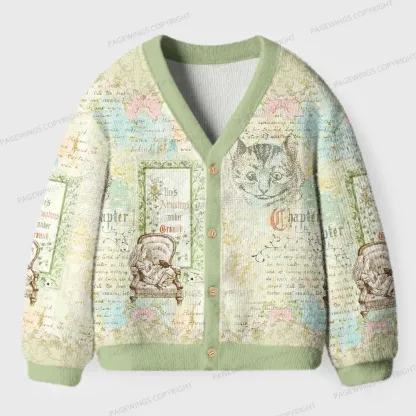 Pagewings  Vintage Cat And Book  Unisex Ugly Cardigan Sweaters