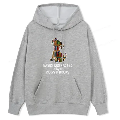 Pagewings Easily Distracted By Dogs And Books Unisex Classic Hoodie