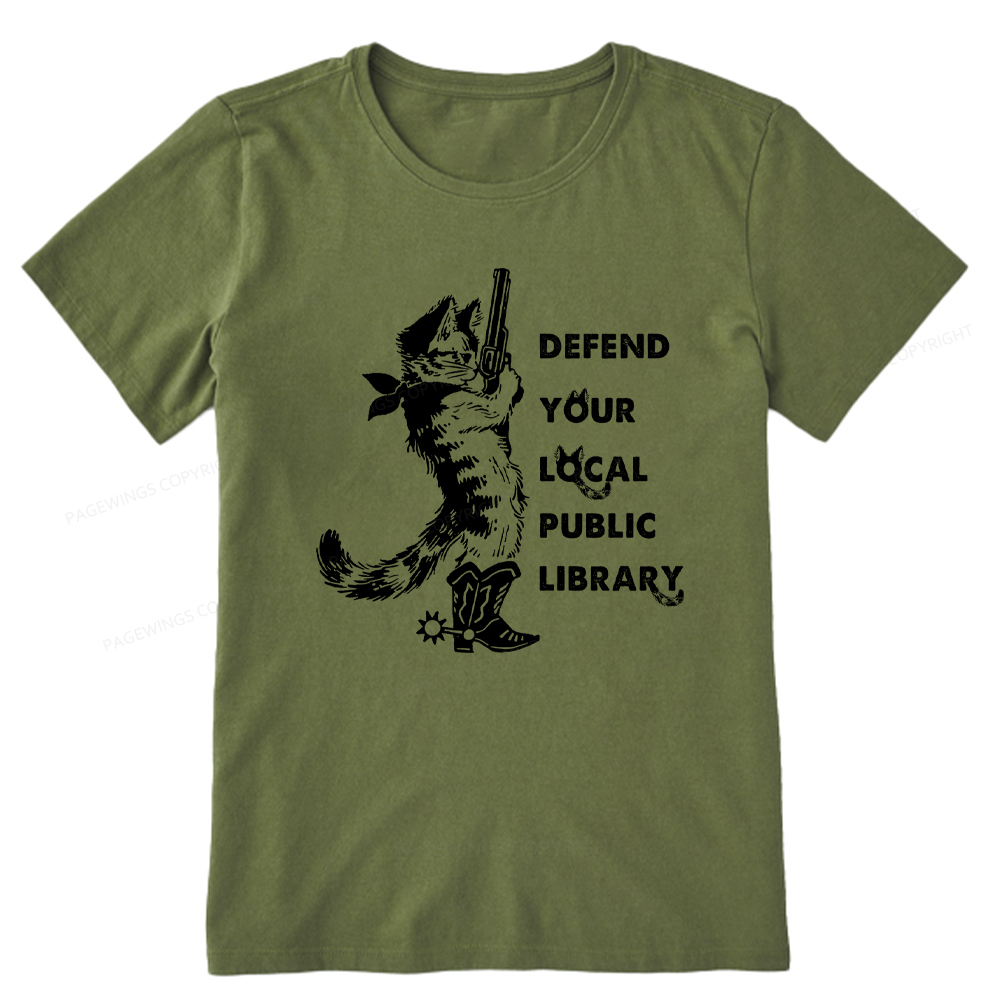Pagewings Cat Defend Your Local Public Library Unisex Classic T-shirt