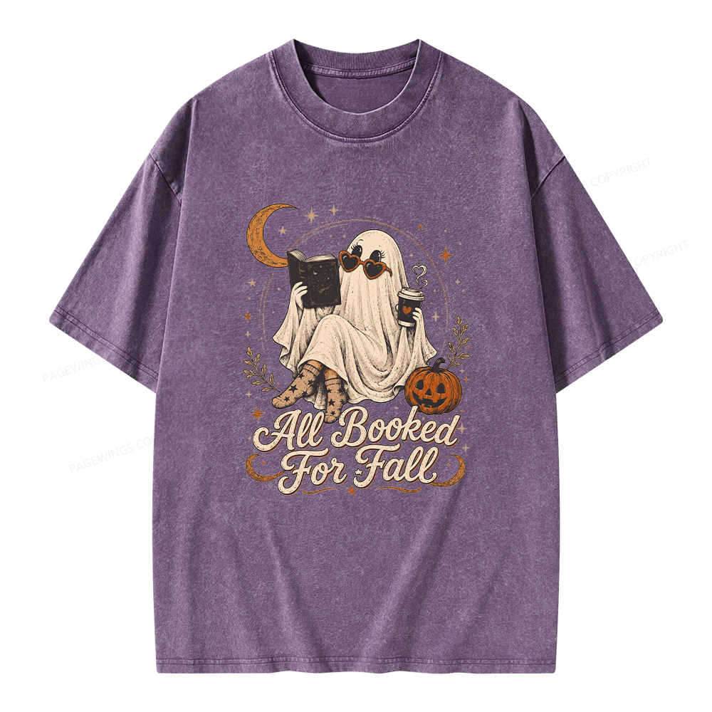 Pagewings Ghost All Booked For Fall Unisex Washed T-shirt