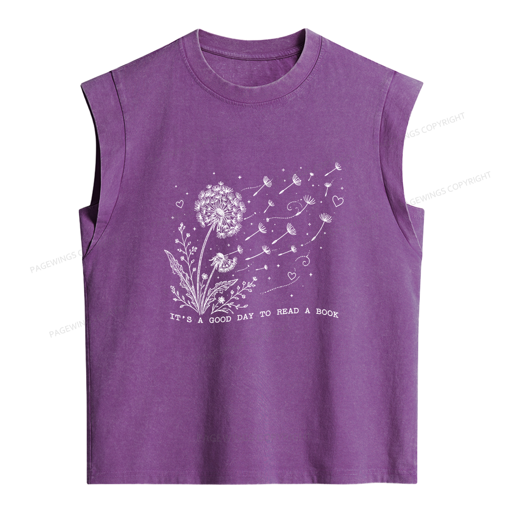 Pagewings It’s a Good Day to Read a Book Women's Washed Tank Top