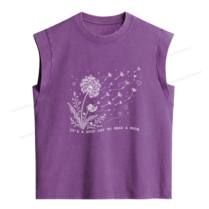 Pagewings It’s a Good Day to Read a Book Women's Washed Tank Top