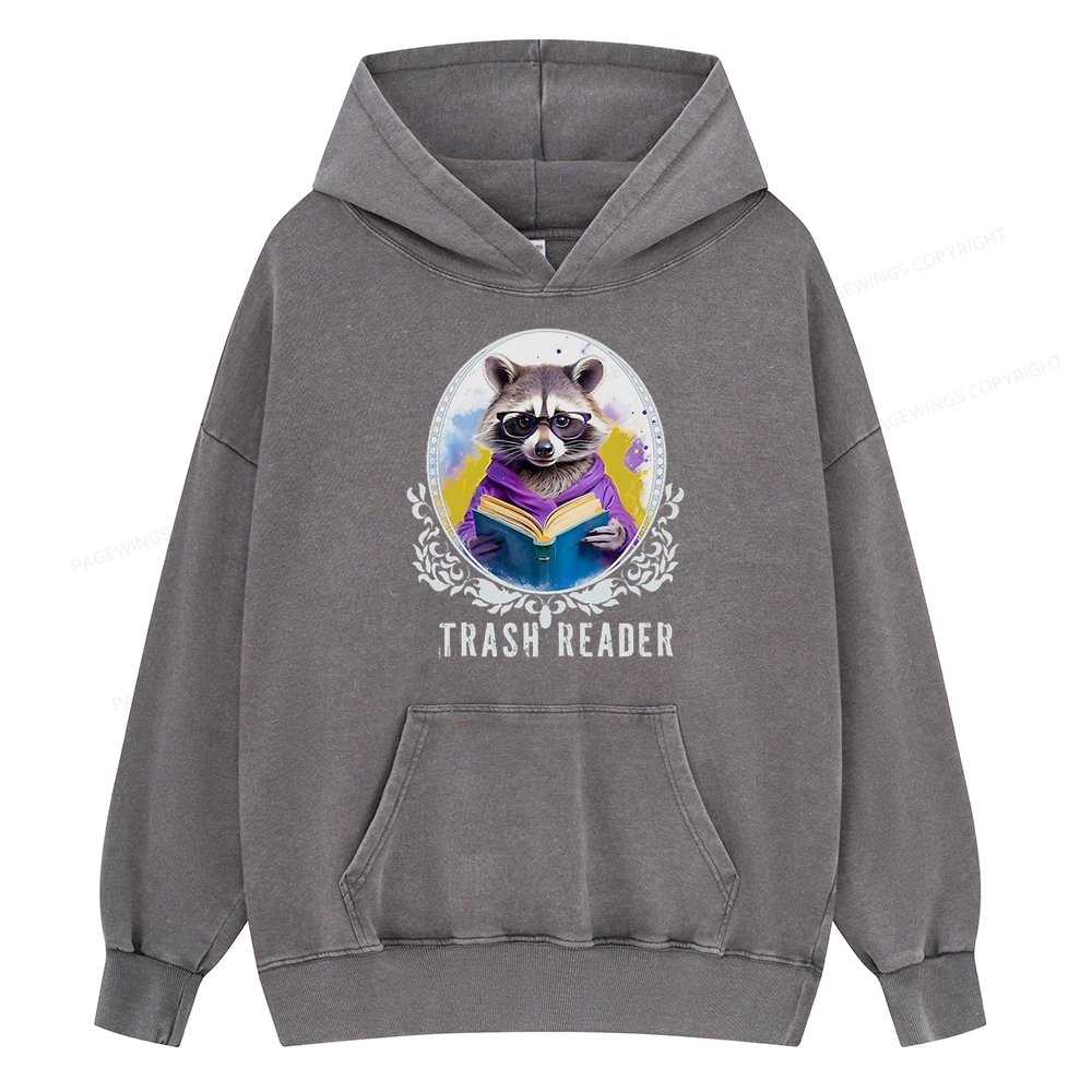 Pagewings Trash Reader Unisex Washed Hoodie