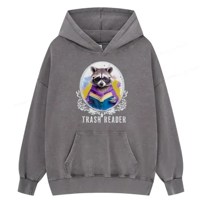 Pagewings Trash Reader Unisex Washed Hoodie