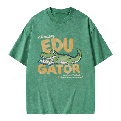 Pagewings Retro Alligator Unisex Washed T-shirt