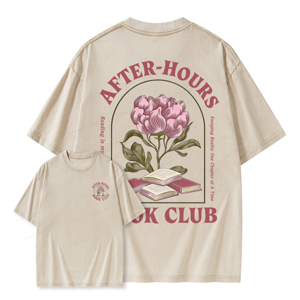 Pagewings After‑Hours Book Club Unisex Washed T-shirt
