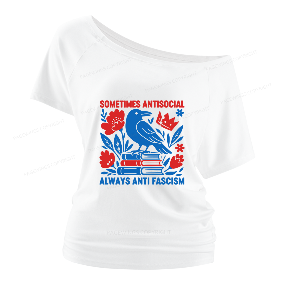 Pagewings Anti Fascism Women Off Shoulder T-shirts
