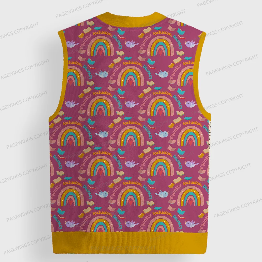 Pagewings Equality Inclusion Literacy Unisex V-Neck Ugly Knit Vest