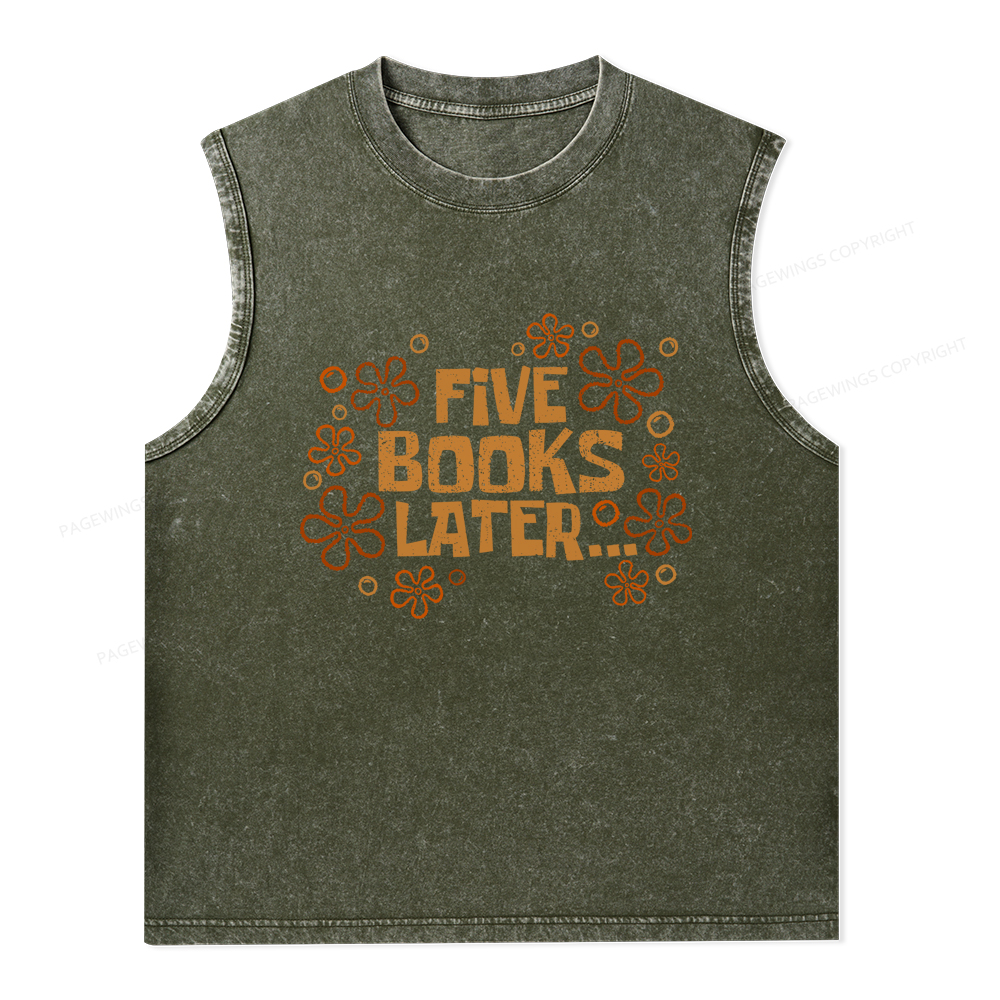 Pagewings Five Books Later Unisex Washed Tank Top