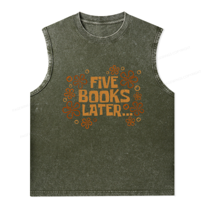 Pagewings Five Books Later Unisex Washed Tank Top
