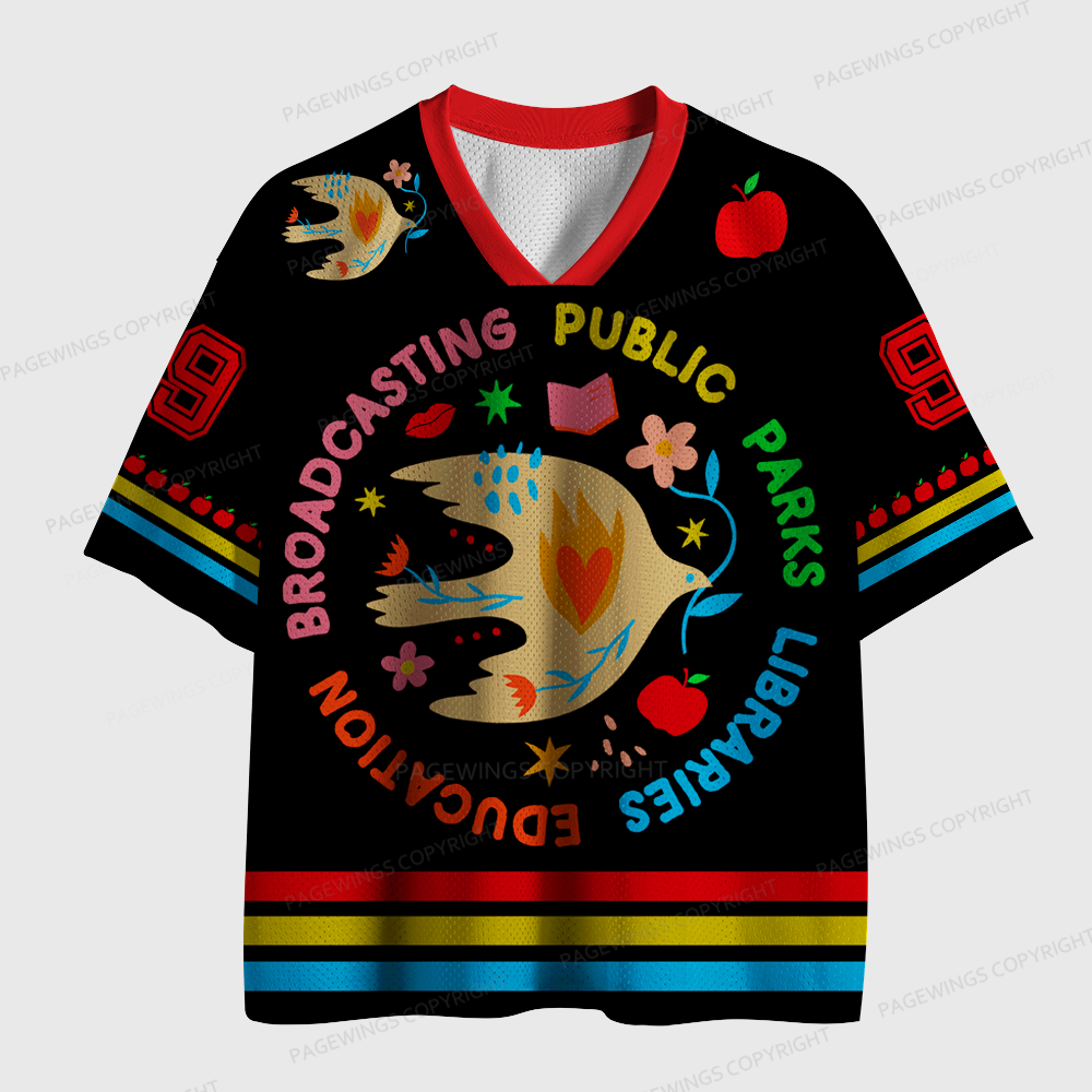 Pagewings Broadcasting Education Public Parks Libraries Unisex Mesh Jersey