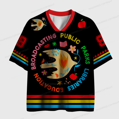 Pagewings Broadcasting Education Public Parks Libraries Unisex Mesh Jersey