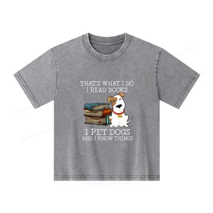 Pagewings What I Do I Read Books Pet Dogs Unisex Kids Washed T-shirt