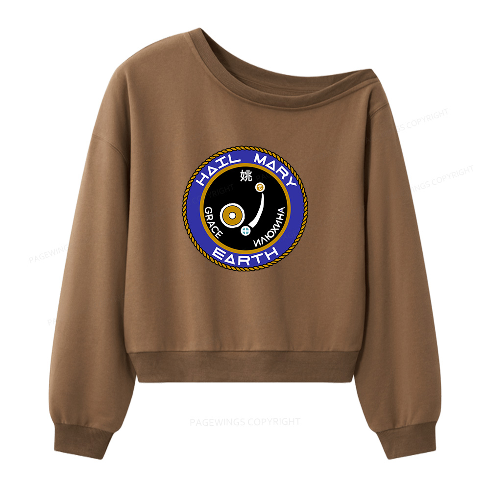 Pagewings Mission Patch Women Off  Shoulder Sweatshirt