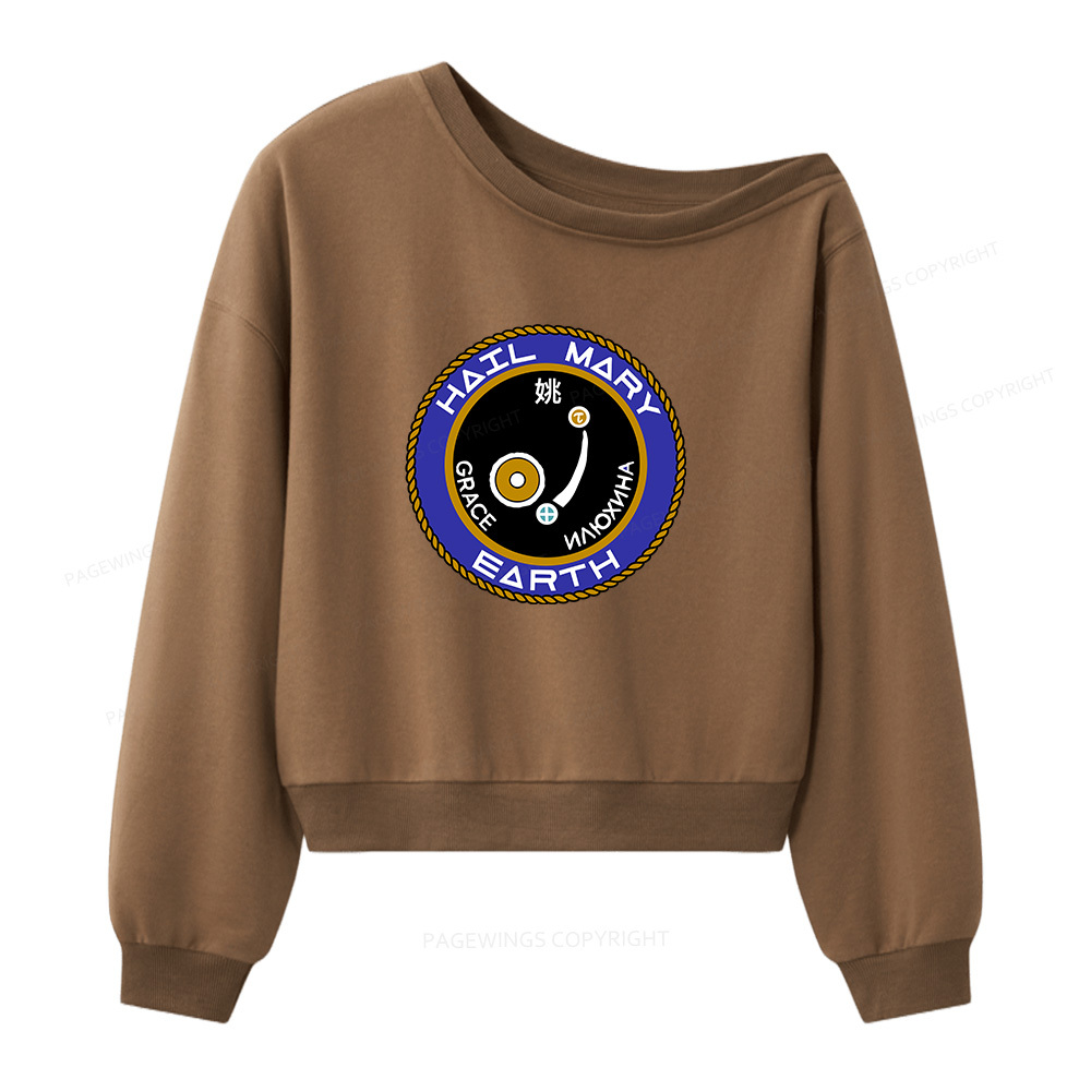 Pagewings Mission Patch Women Off  Shoulder Sweatshirt