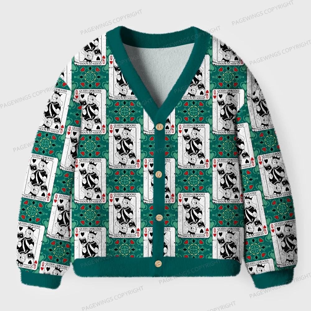 Pagewings Queen Of Books Unisex Ugly Cardigan Sweaters