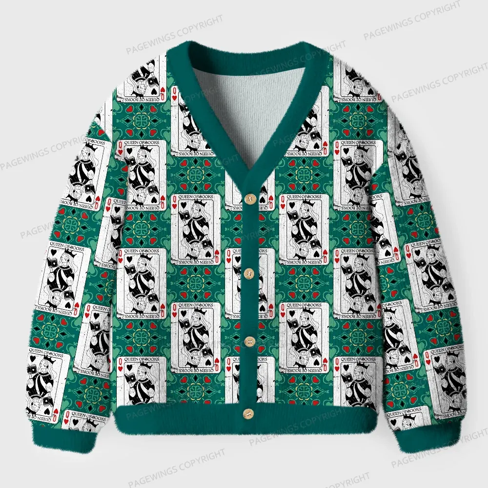 Pagewings Queen Of Books Unisex Ugly Cardigan Sweaters