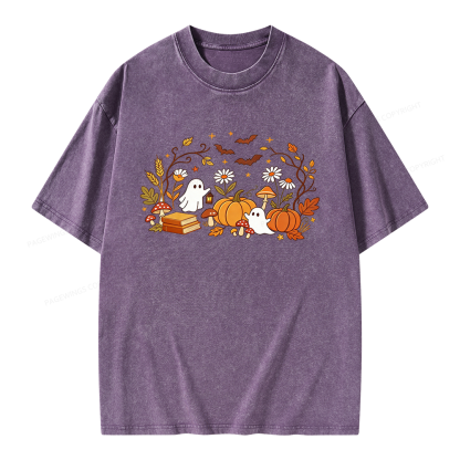 Pagewings Halloween Ghost Unisex Washed T-shirt