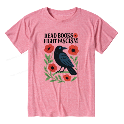 Pagewings Read Books Fight Fascism Unisex Heather T-Shirt