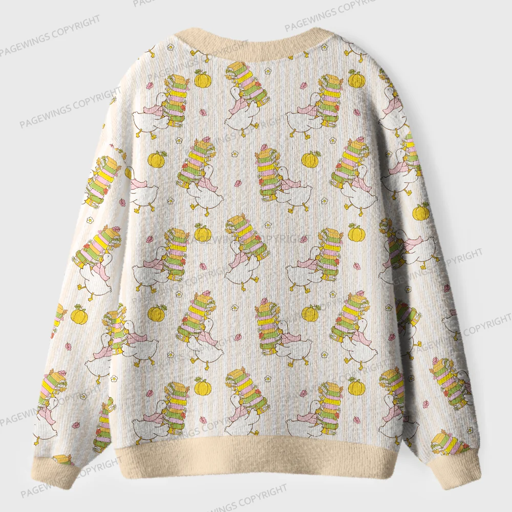 Pagewings Silly Goose Reading Club Unisex Ugly Cardigan Sweaters