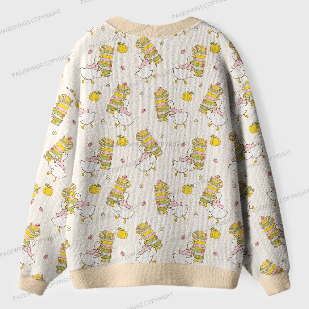 Pagewings Silly Goose Reading Club Unisex Ugly Cardigan Sweaters