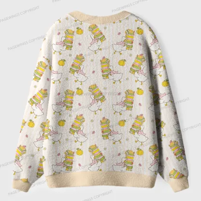 Pagewings Silly Goose Reading Club Unisex Ugly Cardigan Sweaters